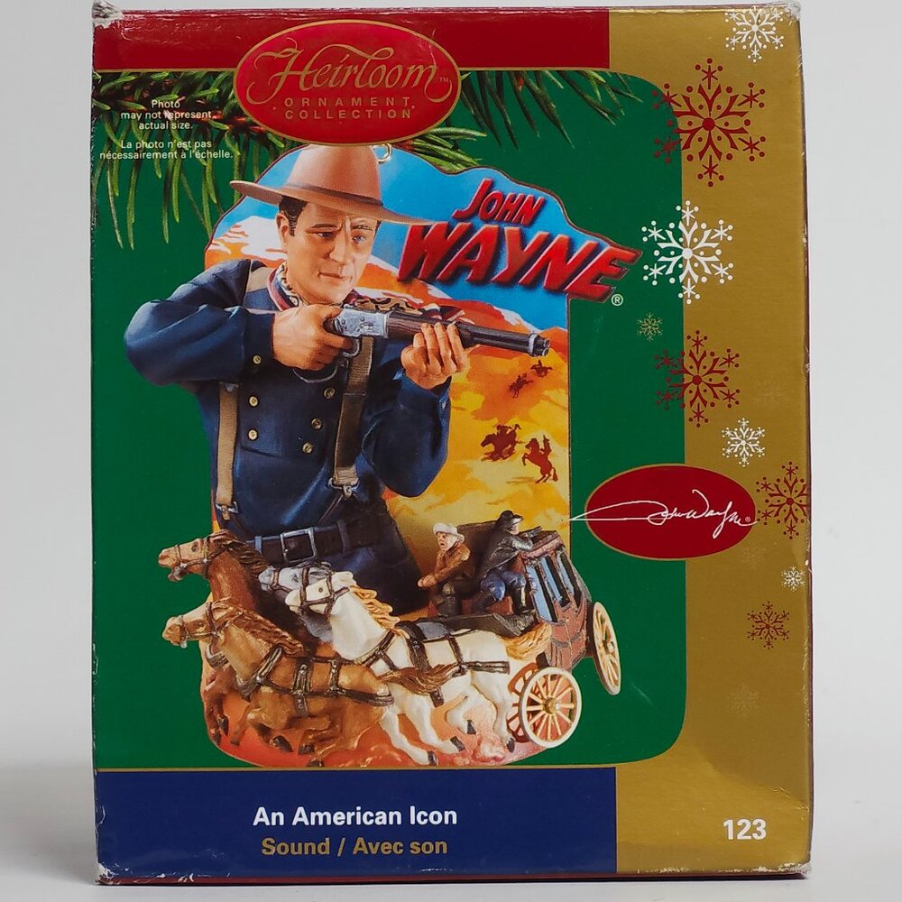 CARLTON CARDS JOHN WAYNE Ornament with Sound An American Icon WESTERN Stagecoach